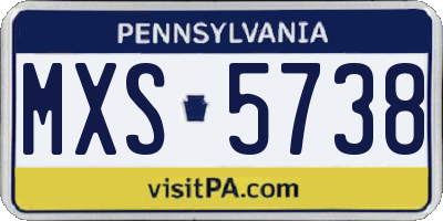 PA license plate MXS5738