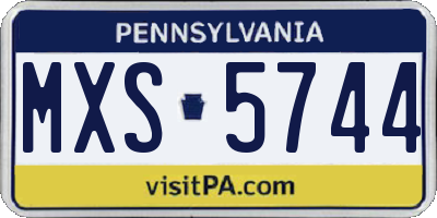 PA license plate MXS5744