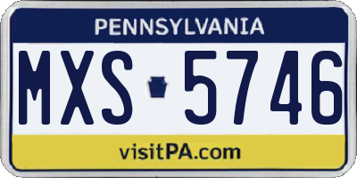 PA license plate MXS5746