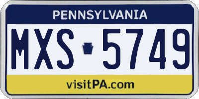 PA license plate MXS5749