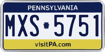 PA license plate MXS5751