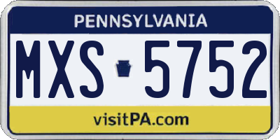 PA license plate MXS5752