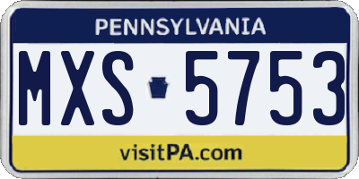 PA license plate MXS5753