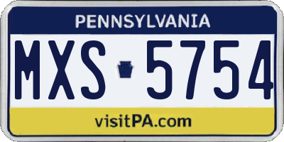 PA license plate MXS5754