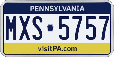 PA license plate MXS5757