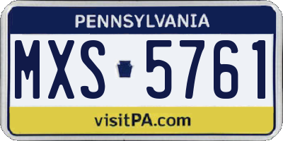 PA license plate MXS5761