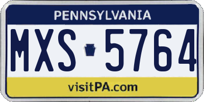 PA license plate MXS5764