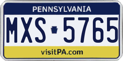 PA license plate MXS5765