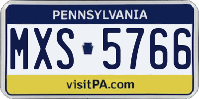 PA license plate MXS5766