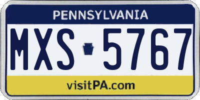 PA license plate MXS5767