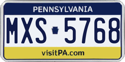 PA license plate MXS5768
