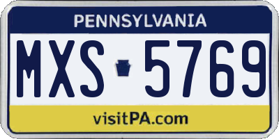 PA license plate MXS5769