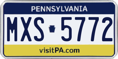 PA license plate MXS5772
