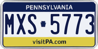 PA license plate MXS5773