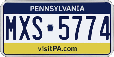 PA license plate MXS5774