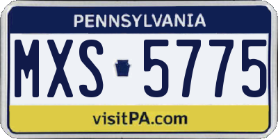 PA license plate MXS5775