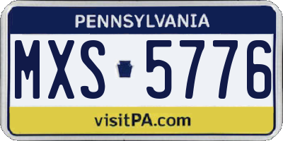 PA license plate MXS5776