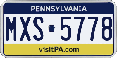 PA license plate MXS5778