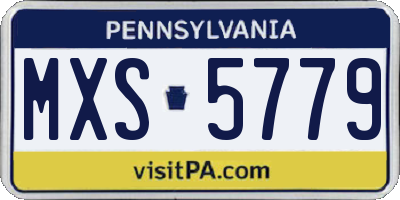 PA license plate MXS5779