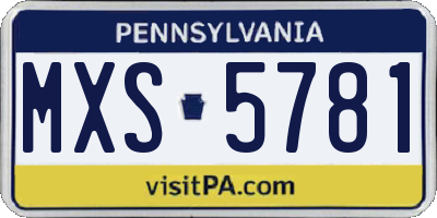 PA license plate MXS5781