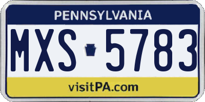 PA license plate MXS5783
