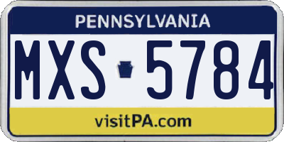 PA license plate MXS5784
