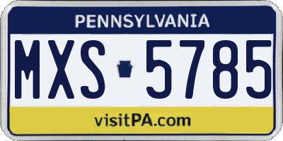 PA license plate MXS5785