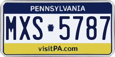 PA license plate MXS5787