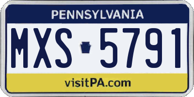 PA license plate MXS5791