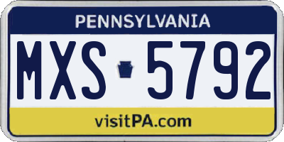 PA license plate MXS5792