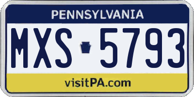 PA license plate MXS5793