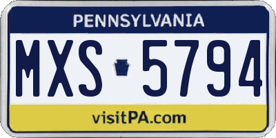 PA license plate MXS5794