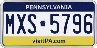 PA license plate MXS5796
