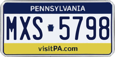 PA license plate MXS5798