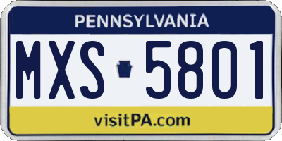 PA license plate MXS5801