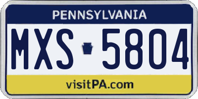 PA license plate MXS5804