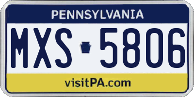 PA license plate MXS5806