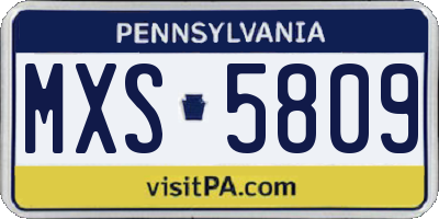PA license plate MXS5809