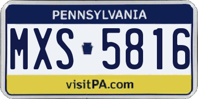 PA license plate MXS5816