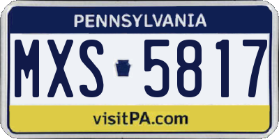 PA license plate MXS5817