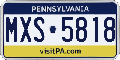 PA license plate MXS5818