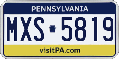 PA license plate MXS5819