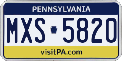 PA license plate MXS5820
