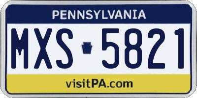PA license plate MXS5821