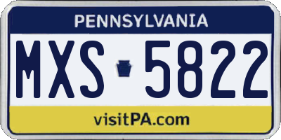 PA license plate MXS5822