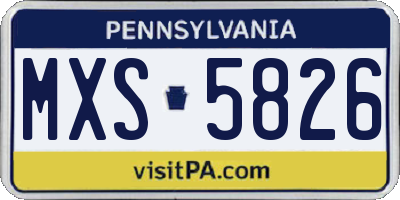 PA license plate MXS5826