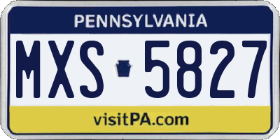 PA license plate MXS5827