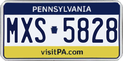 PA license plate MXS5828