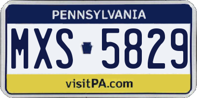 PA license plate MXS5829