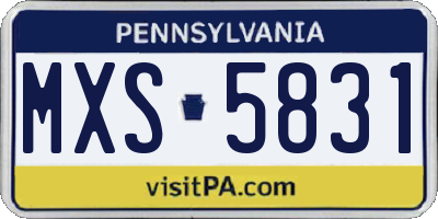 PA license plate MXS5831